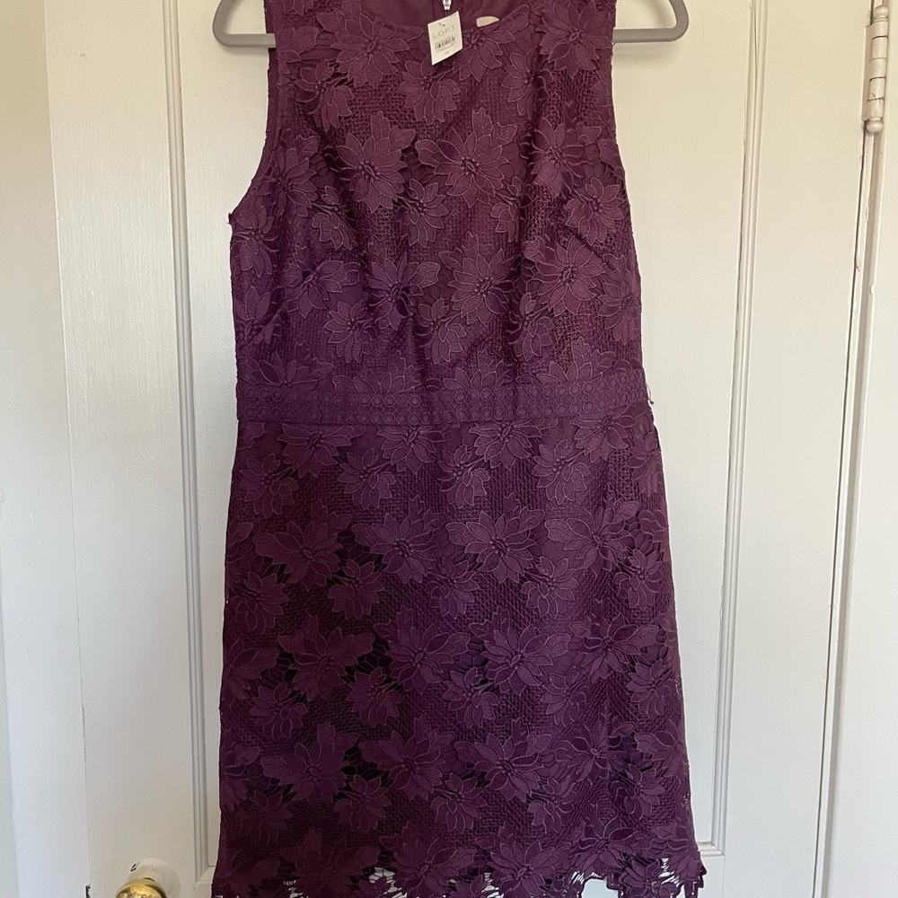 LOFT Purple Floral Lace Dress